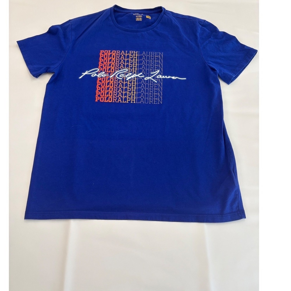 Polo Ralph Lauren Men's Logo T-Shirt Blue Orange Yellow Size Medium